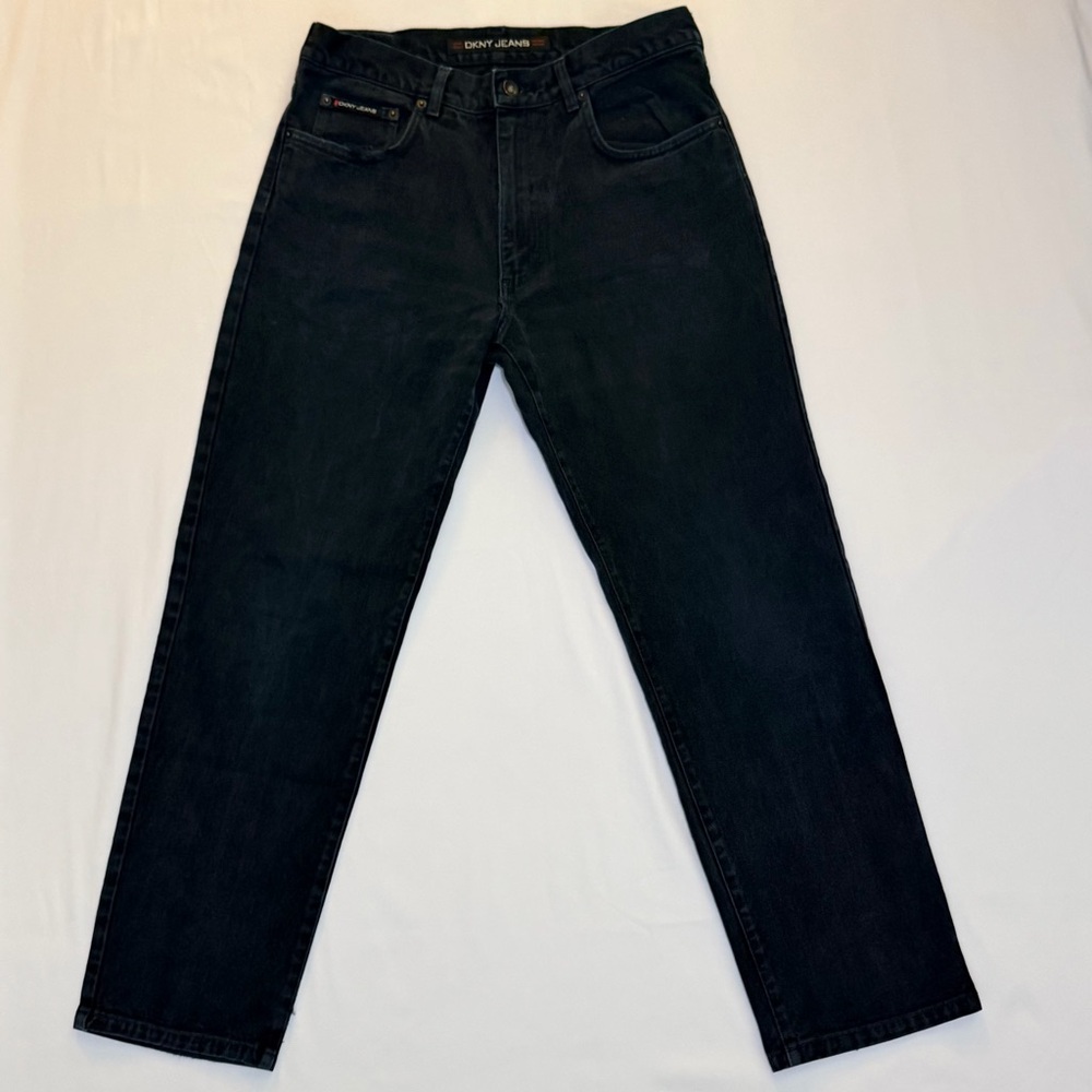 Vintage 90s DKNY Retro Y2K Black Wash Denim 100% Cotton Classic Straight Jeans
